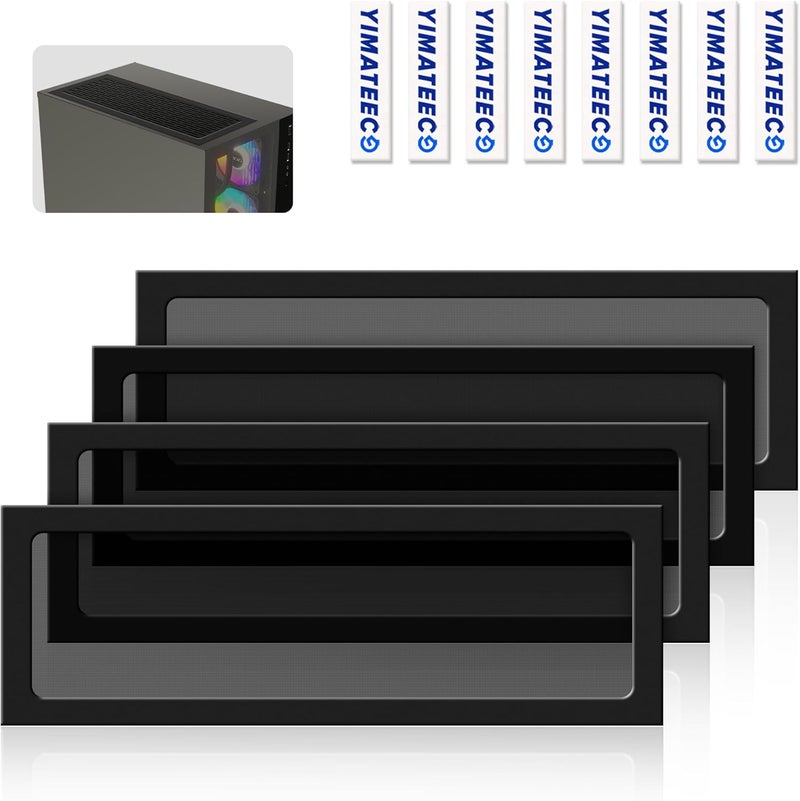 YIMATEECO فلتر غبار PC 360mmx120mm لمبرد الكمبيوتر/مزود الطاقة/الموجهات شبكة نايلون 80، إطار مغناطيسي، فلتر غبار مروحة الكمبيوتر، شبكات مروحة مقاومة للغبار (نايلون، 120 * 360mm، 4 قطع، أسود) - Image 1